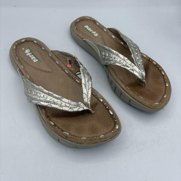 Earth Shoes Womens Size 7.5 B Wish Sandals Thong Flip‎ Flops Slides Leather - Picture 1 of 10